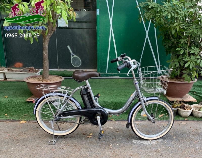 Xe đạp điện Nhật trợ lực Brigestone Assista bánh nhỏ 20 inch màu ghi