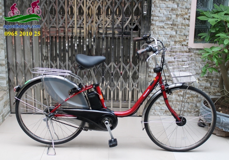 Xe đạp điện Nhật trợ lực Panasonic màu đỏ