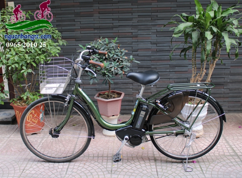 Xe đạp trợ lực Nhật Bản Yamaha pas Natura màu xanh rêu