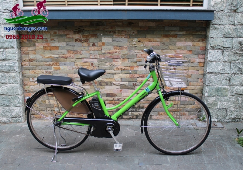Xe đạp điện Nhật Panasonic 2 dóng màu xanh lá cây
