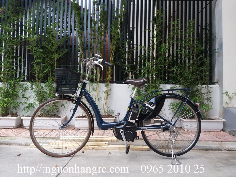 Xe đạp điện Nhật Yamaha liền sườn 1 dóng màu xanh cửu long