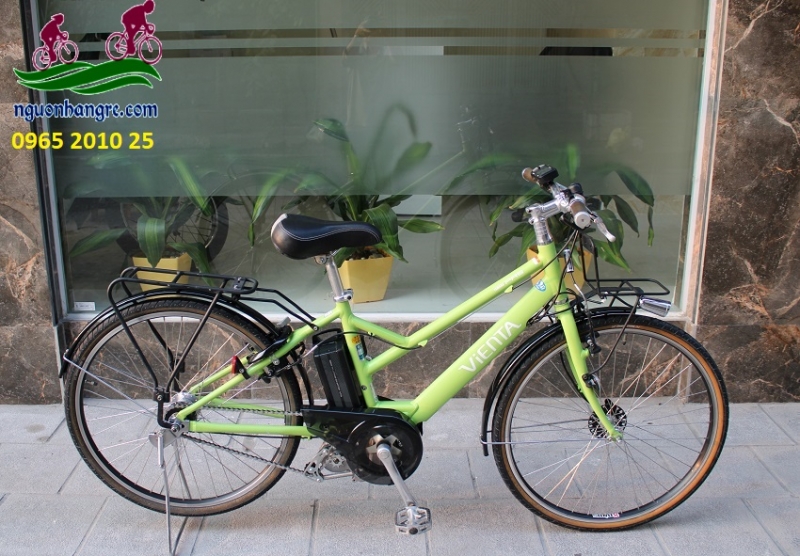 Xe đạp điện Nhật Bản Vienta màu xanh lá cây đời 2017