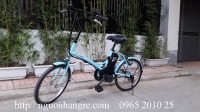 Xe đạp điện Nhật trợ lực Panasonic bánh nhỏ 20 inh màu xanh