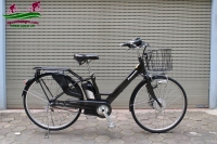 Xe đạp điện Nhật Panasonic chạy tay ga màu cà phê