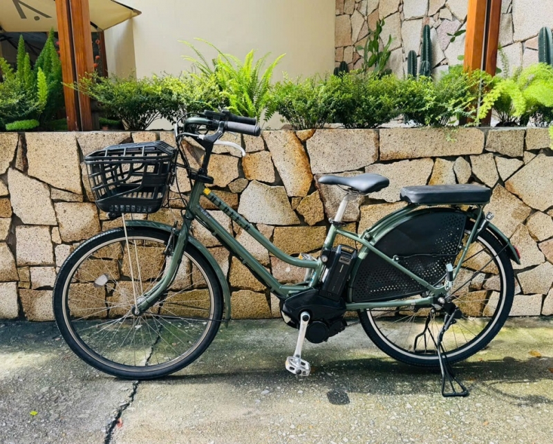 Xe đạp điện Nhật trợ lực Hydebee màu xanh bộ đội Xe đạp điện Nhật trợ lực Hydebee màu xanh bộ đội